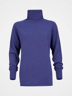 Celtic & Co. Slouch Roll Neck Pure Wool Jumper, Indigo - view 2, Indigo