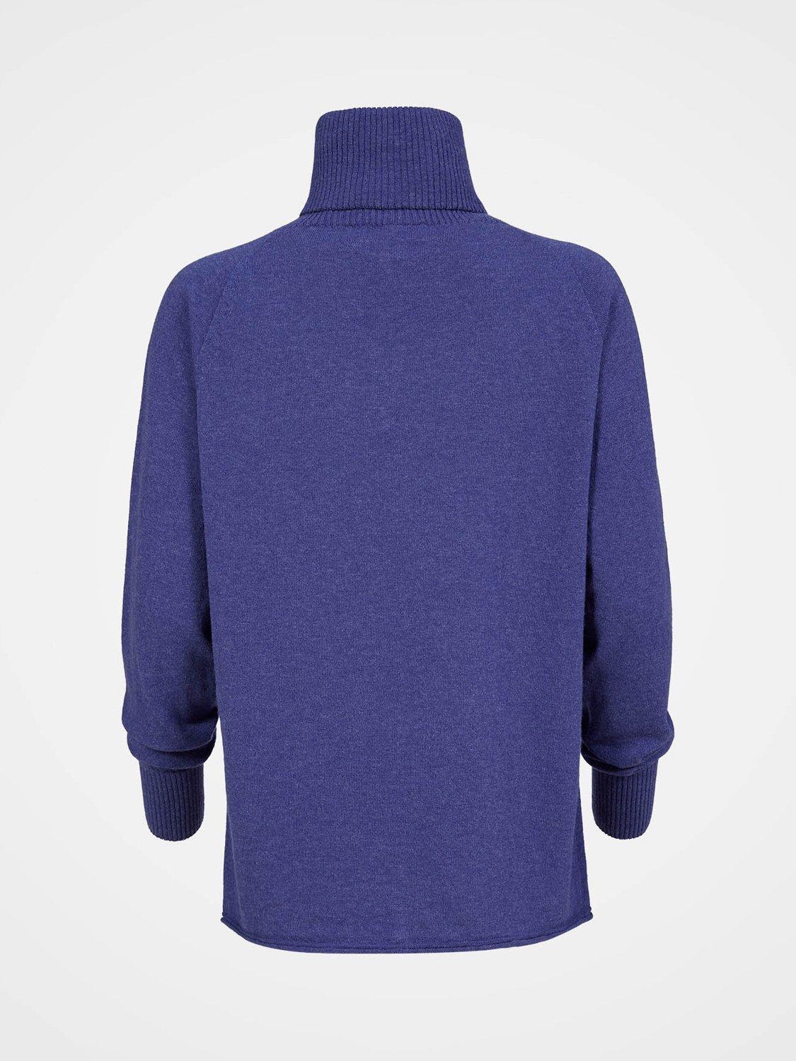 Product image 3 of 4, which shows Celtic & Co. Slouch Roll Neck Pure Wool Jumper, Indigo, XS