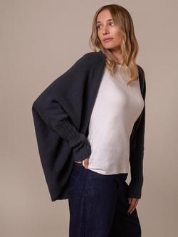 Celtic & Co. Open Neck Pure Wool Cardigan, Slate - view 2, Slate