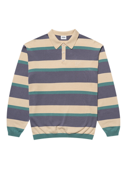 Parlez Pipe Cotton Regular Fit Long Sleeve Striped Polo Shirt, Purple Haze, Purple Haze
