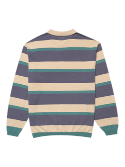 Parlez Pipe Cotton Regular Fit Long Sleeve Striped Polo Shirt, Purple Haze - view 2, Purple Haze