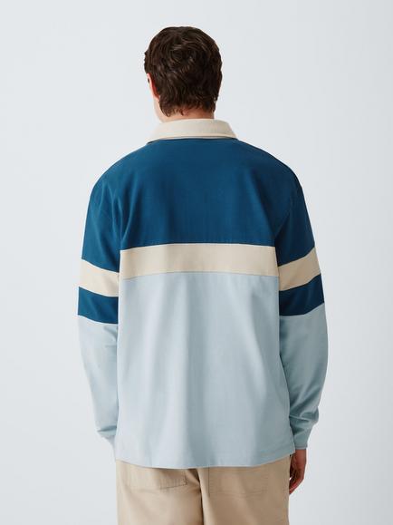 Parlez Plaza Cotton Rugby Top, Lagoon - view 2, Lagoon