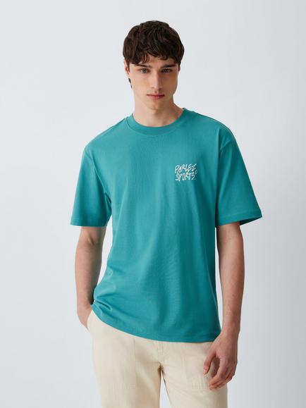 Parlez Flow Cotton Regular Fit Short Sleeve Graphic T-Shirt, Leaf, Leaf