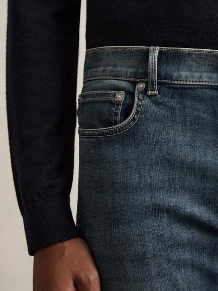 Reiss Bleaker Slim Fit Washed Denim Jeans - view 2, Washed Indigo