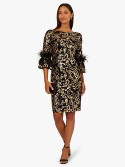 Adrianna Papell Sequin Embellished Cocktail Dress, Black/Gold - view 2, Black/Gold