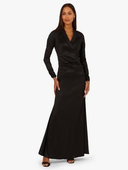 Adrianna Papell Taffeta Tuxedo Mermaid Dress, Black, Black