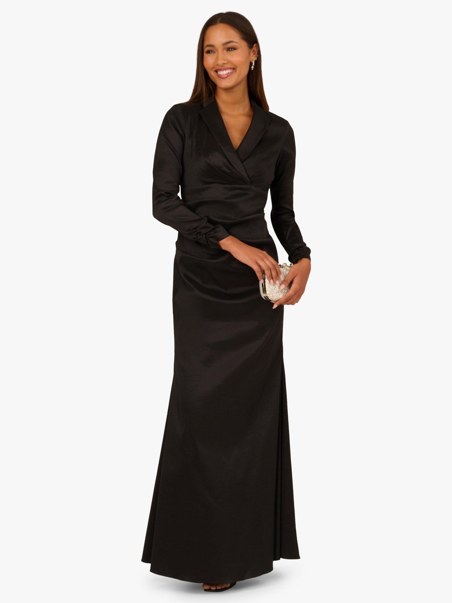 Adrianna Papell Taffeta Tuxedo Mermaid Dress, Black