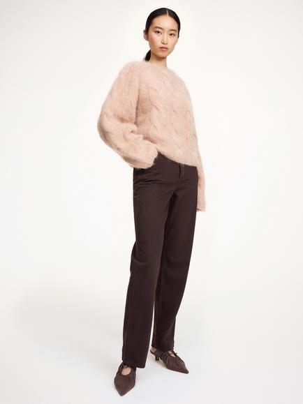 By Malene Birger Elliot Cable Knit Wool Rich Jumper, Rose - view 2, Rose