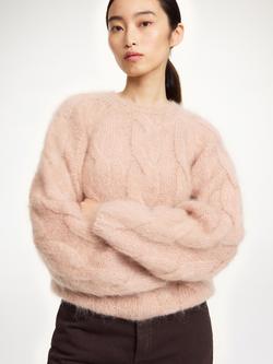 By Malene Birger Elliot Cable Knit Wool Rich Jumper, Rose, Rose