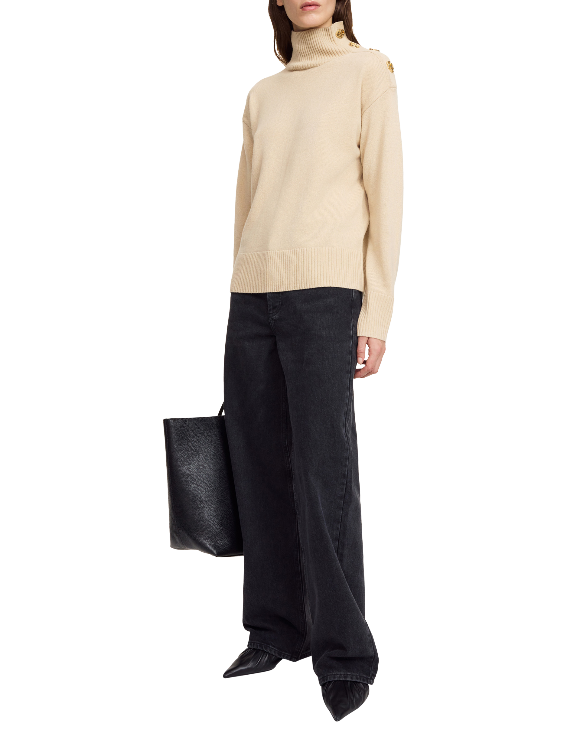 Product image 1 of 3, which shows By Malene Birger Vanilla Pure Wool Jumper, Beige, S