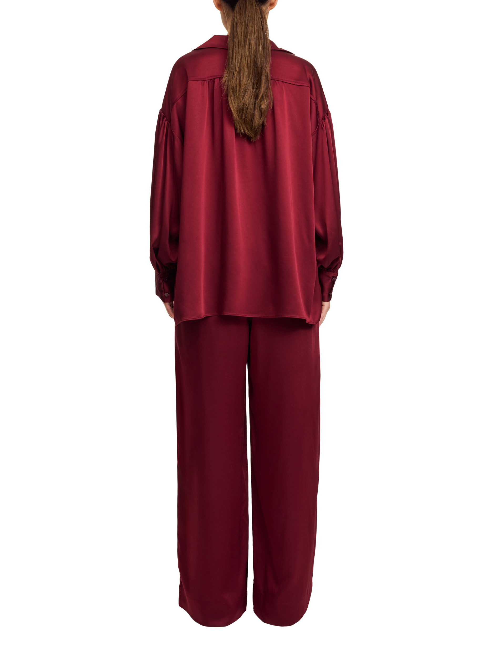 Product image 2 of 3, which shows By Malene Birger Leonora Satin Top, Cabernet, 8