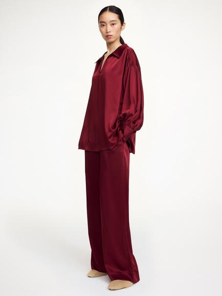 By Malene Birger Leonora Satin Top, Cabernet, Cabernet