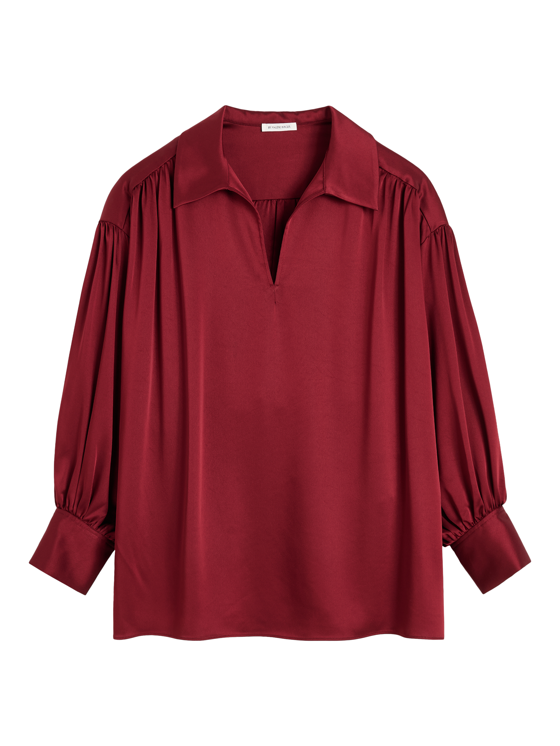 Product image 3 of 3, which shows By Malene Birger Leonora Satin Top, Cabernet, 8