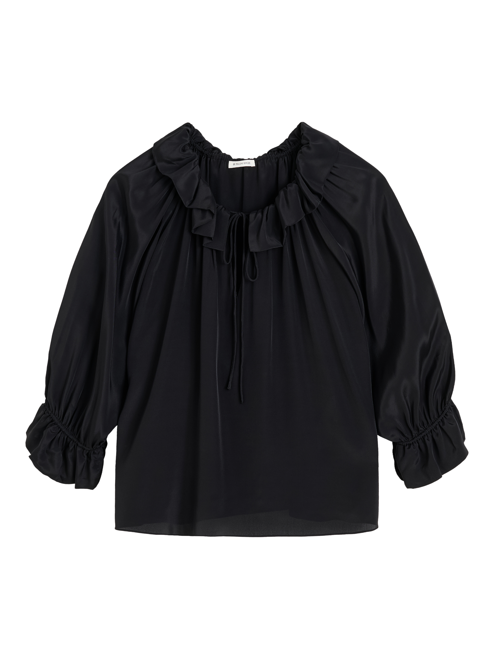 Product image 3 of 3, which shows By Malene Birger Dicte Ruffle Top, Black, 8
