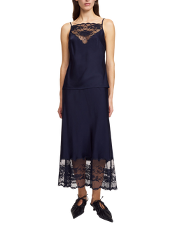 By Malene Birger Leeba Lace Trim Camisole Top, Midnight Blue, Midnight Blue