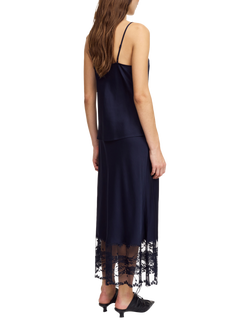 By Malene Birger Leeba Lace Trim Camisole Top, Midnight Blue - view 2, Midnight Blue