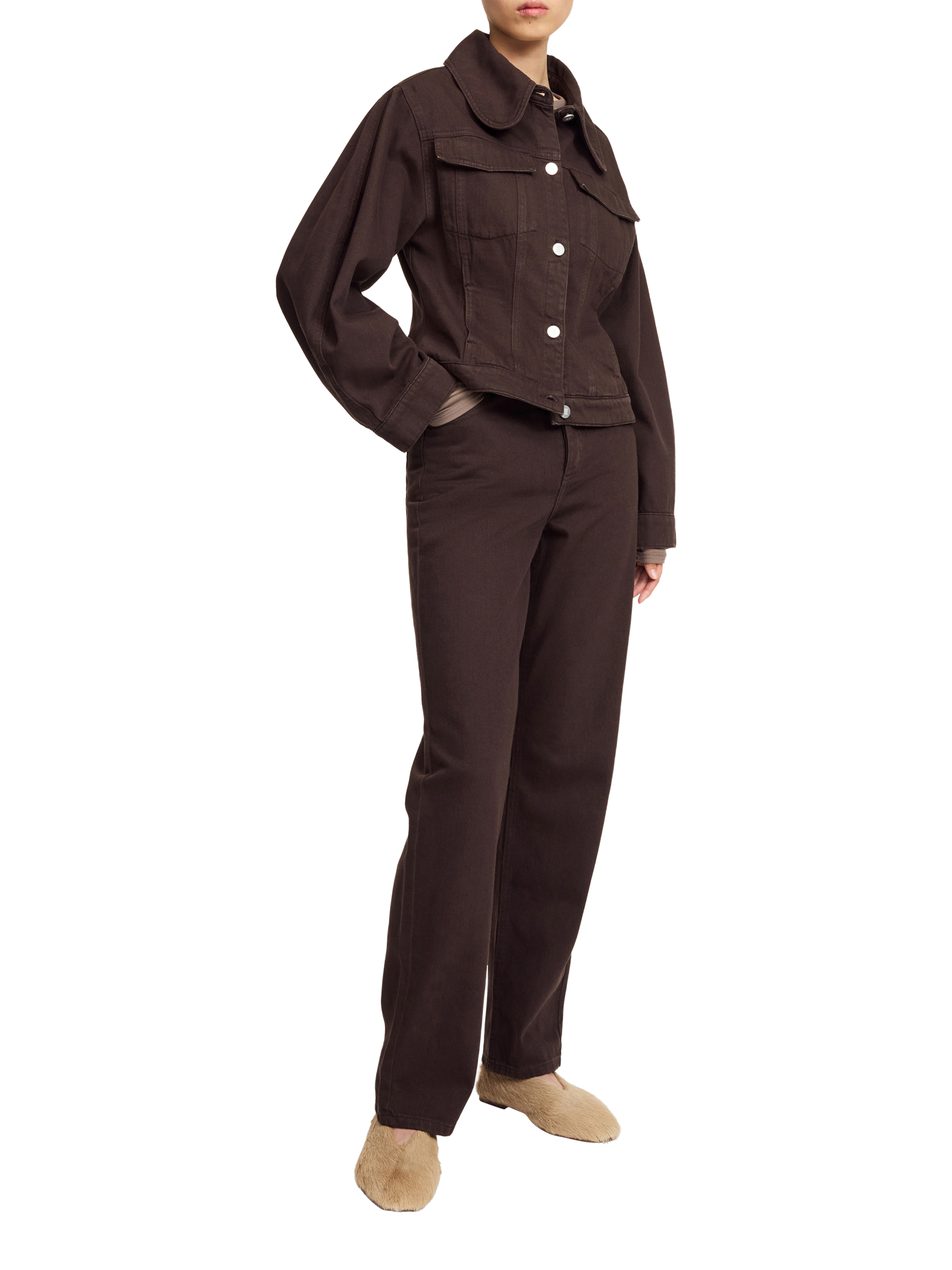 Product image 1 of 3, which shows By Malene Birger Villies Denim Jacket, Brown, 8