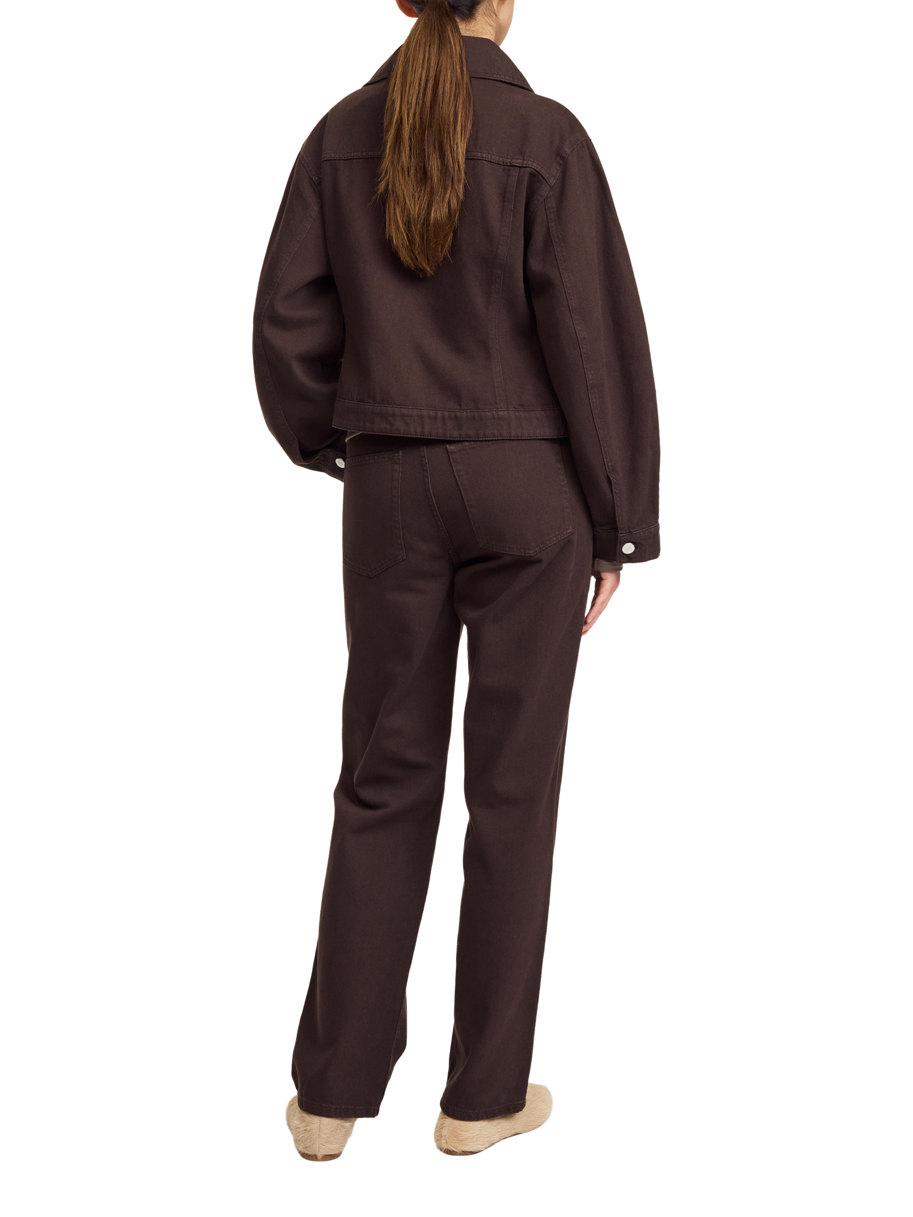Product image 2 of 3, which shows By Malene Birger Villies Denim Jacket, Brown, 8