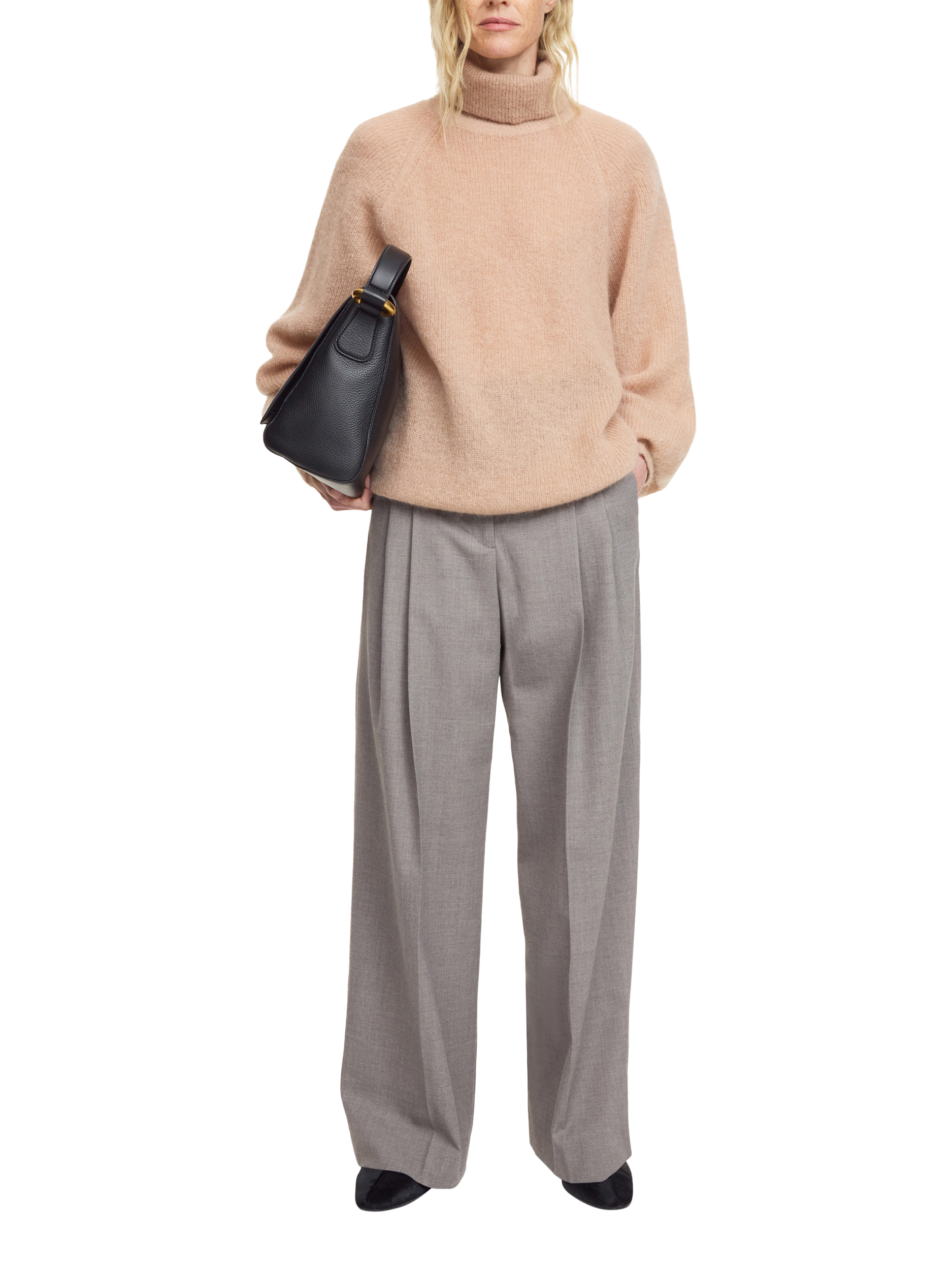 Product image 1 of 3, which shows By Malene Birger Cymbaria Wool Blend Trousers, Grey, 8