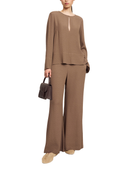By Malene Birger Lucee High Rise Wide Leg Trousers, Chocolate, Chocolate
