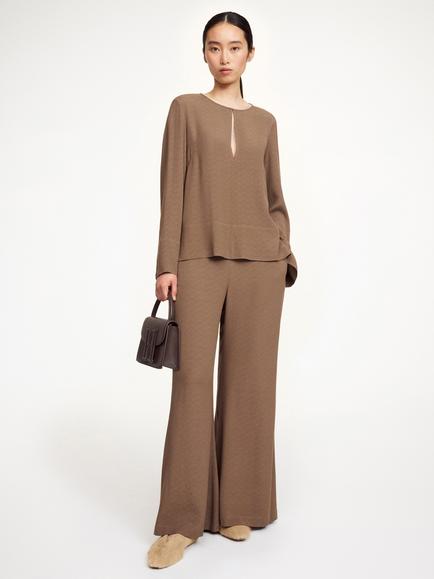 By Malene Birger Lucee High Rise Wide Leg Trousers, Chocolate, Chocolate