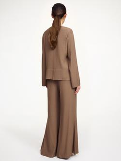 By Malene Birger Lucee High Rise Wide Leg Trousers, Chocolate - view 2, Chocolate
