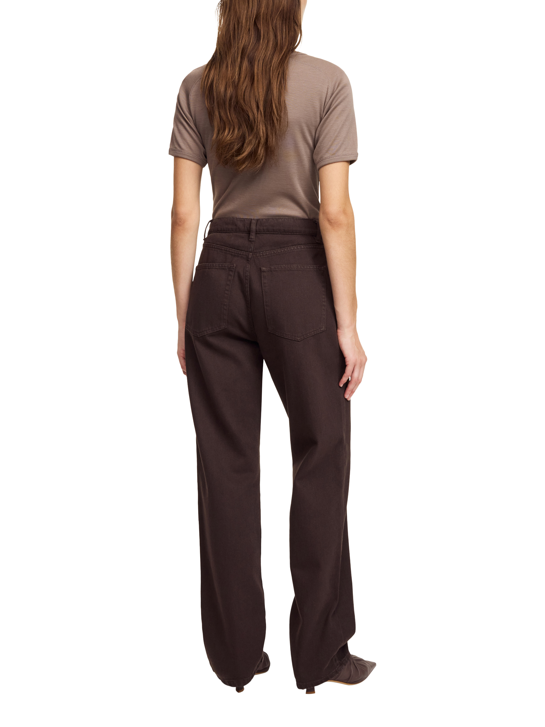 Product image 2 of 3, which shows By Malene Birger Chicago Mid Rise Straight Jeans, Chocolate, 26