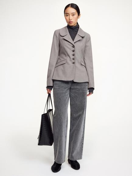 By Malene Birger Adrienna Single Breasted Blazer, Grey - view 2, Grey