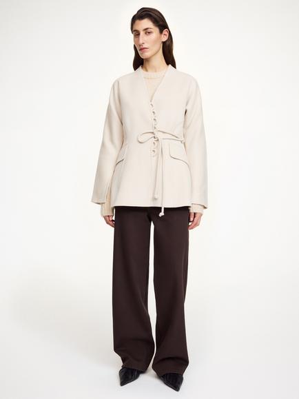 By Malene Birger Lalou Wrap Pure Felted Wool Blazer, Cream - view 2, Cream