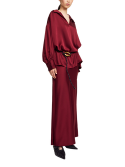 By Malene Birger Barbara Satin Maxi Skirt, Claret, Claret