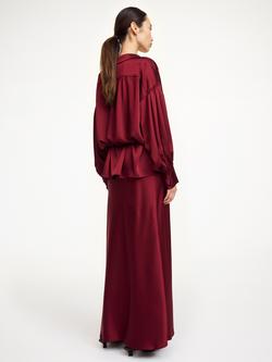 By Malene Birger Barbara Satin Maxi Skirt, Claret - view 2, Claret