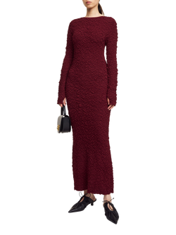By Malene Birger Venus Textured Low Back Dress, Cabernet, Cabernet