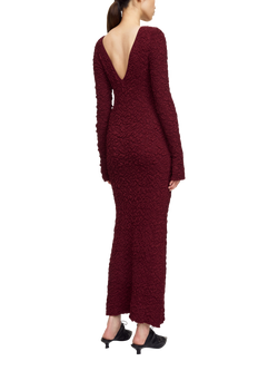 By Malene Birger Venus Textured Low Back Dress, Cabernet - view 2, Cabernet