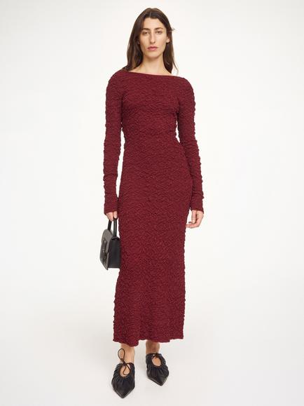By Malene Birger Venus Textured Low Back Dress, Cabernet, Cabernet