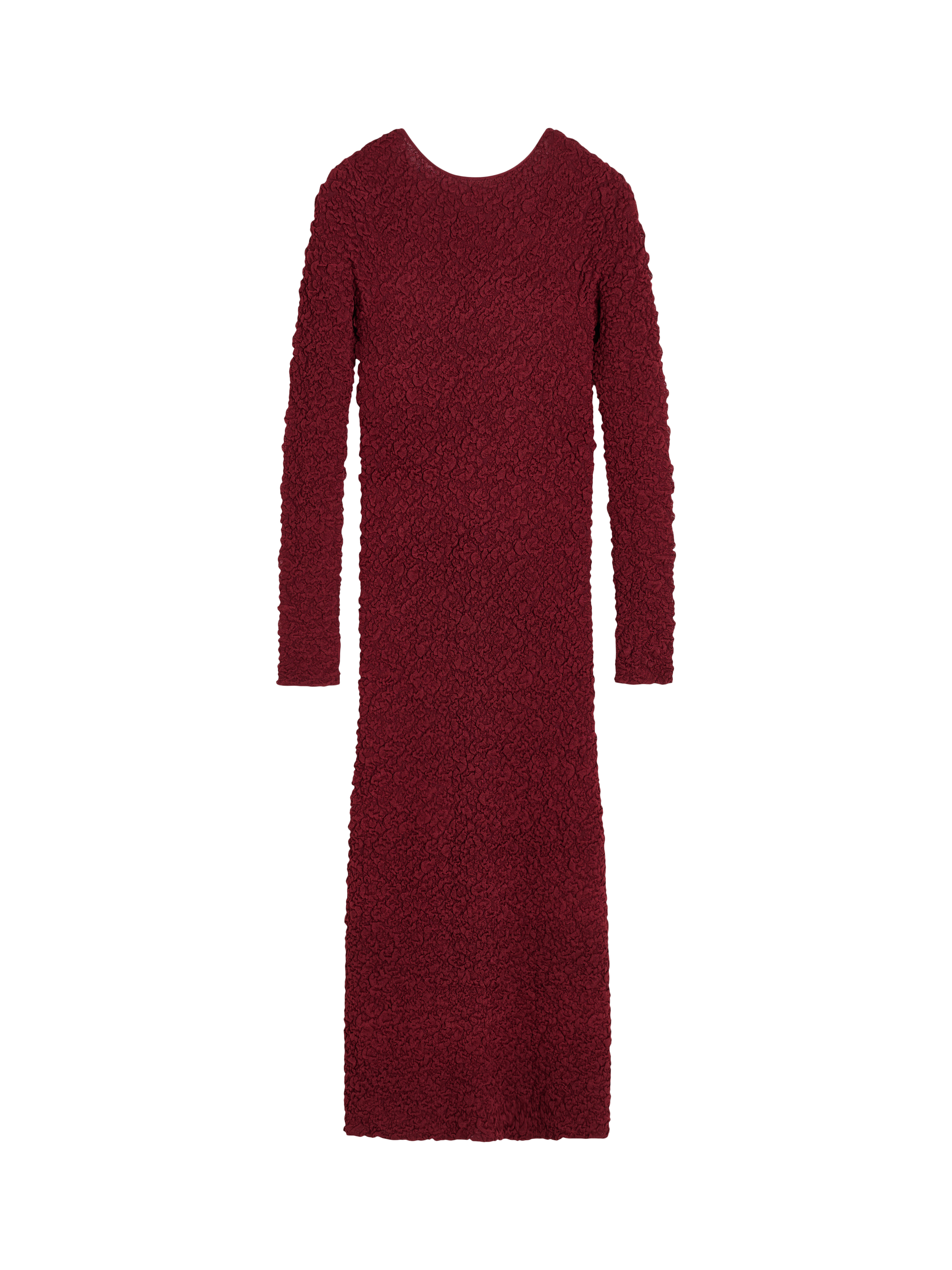 Product image 3 of 3, which shows By Malene Birger Venus Textured Low Back Dress, Cabernet, S