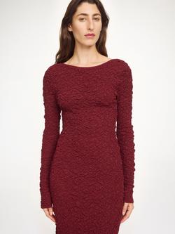 By Malene Birger Venus Textured Low Back Dress, Cabernet - view 2, Cabernet