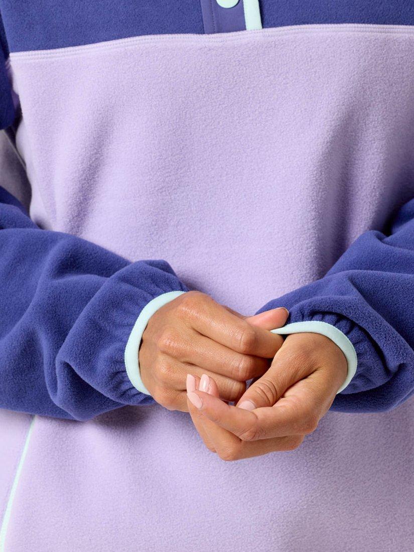 Product image 5 of 7, which shows Gym+Coffee Snap Collar Polar Fleece, Lilac, XXS