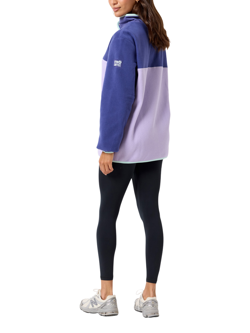 Product image 6 of 7, which shows Gym+Coffee Snap Collar Polar Fleece, Lilac, XXS