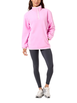 Gym+Coffee Half Zip Unisex Polar Fleece, Cotton Candy - view 2, Cotton Candy
