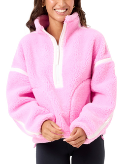 Gym+Coffee Industry Half Zip Fleece, Cotton Candy, Cotton Candy