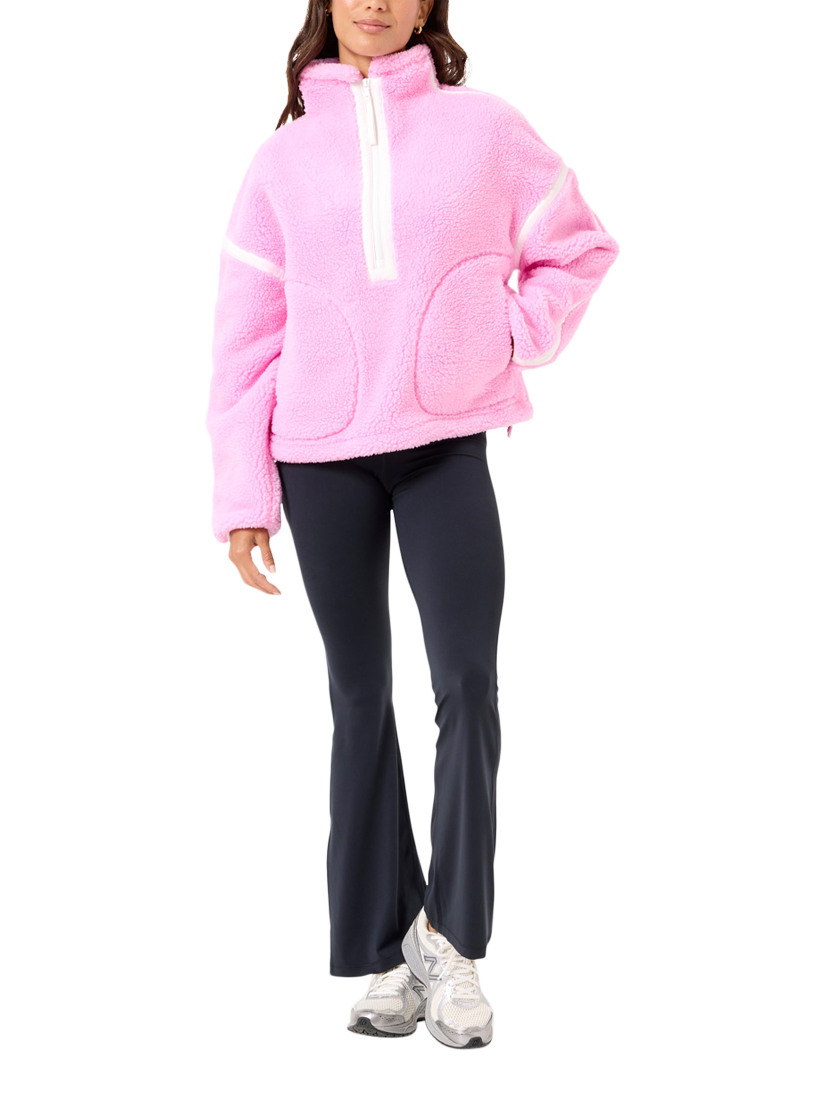 Product image 2 of 9, which shows Gym+Coffee Industry Half Zip Fleece, Cotton Candy, XXS
