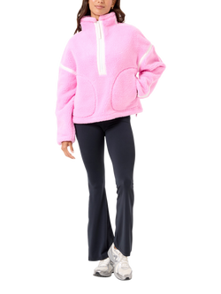 Gym+Coffee Industry Half Zip Fleece, Cotton Candy - view 2, Cotton Candy