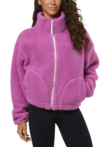 Gym+Coffee Industry Fleece High Collar Jacket, Crisp Pink, Crisp Pink