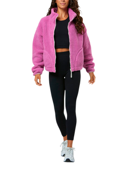 Gym+Coffee Industry Fleece High Collar Jacket, Crisp Pink - view 2, Crisp Pink
