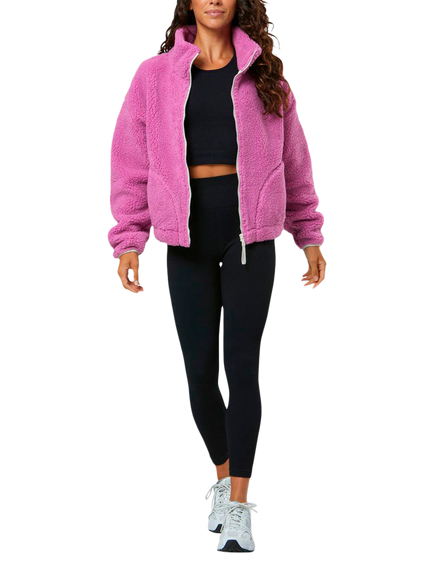 Gym+Coffee Industry Fleece High Collar Jacket, Crisp Pink - view 2, Crisp Pink
