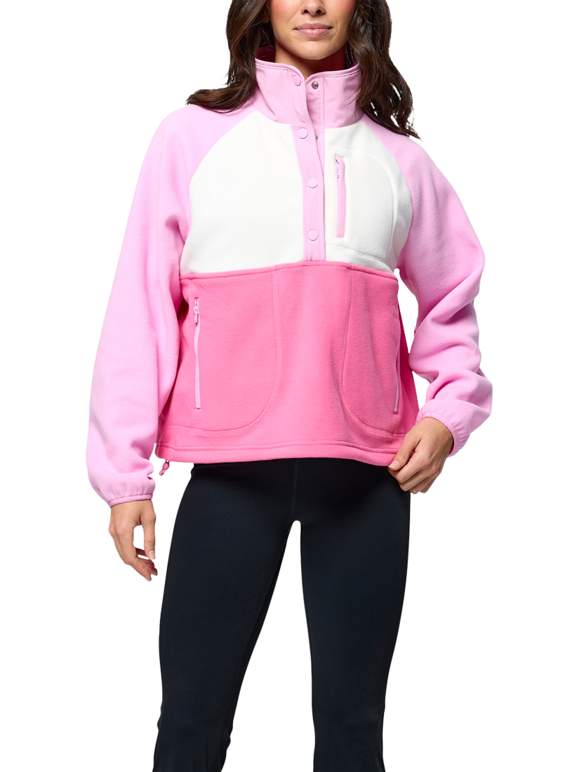 Product image 1 of 6, which shows Gym+Coffee Snap Polar Fleece, Cotton Candy, XXS