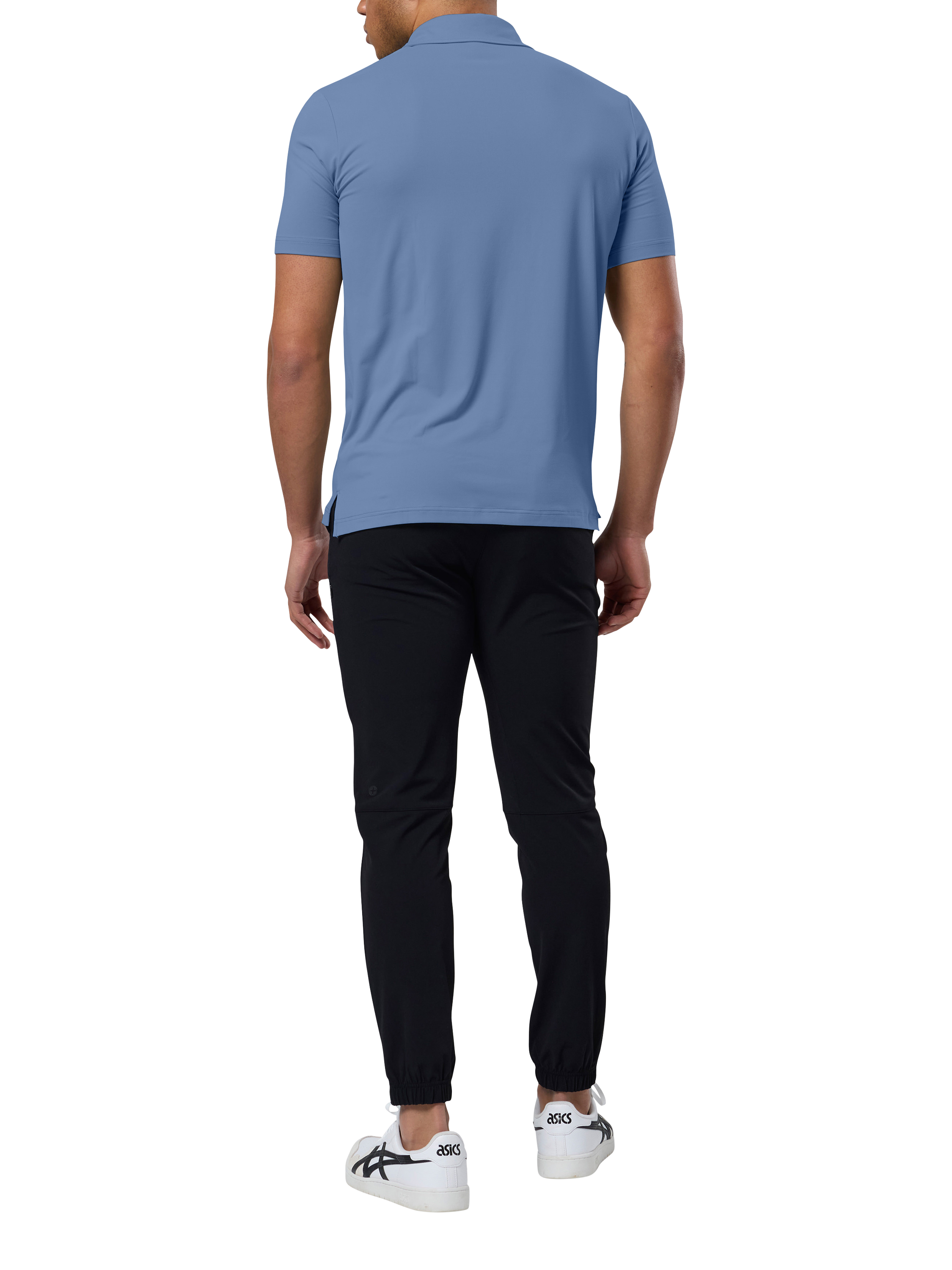 Product image 3 of 6, which shows Gym+Coffee Men's Coffee Polo Shirt, Oasis Blue, XXS