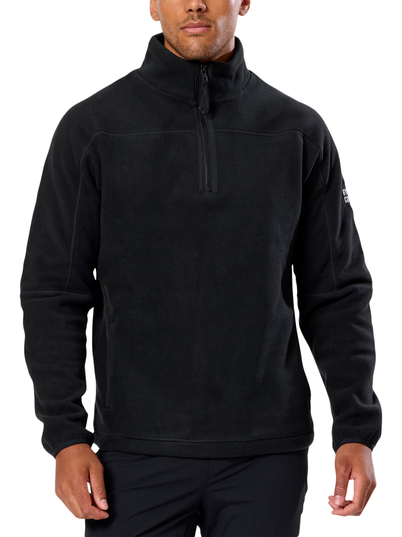 Product image 1 of 8, which shows Gym+Coffee Half Zip Polar Fleece, Deep Black, XXS