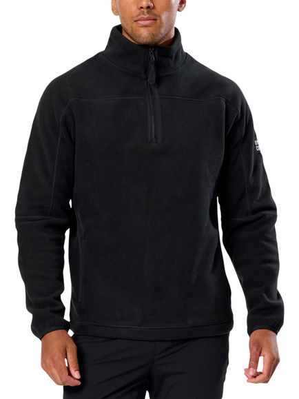Gym+Coffee Half Zip Polar Fleece, Deep Black, Deep Black