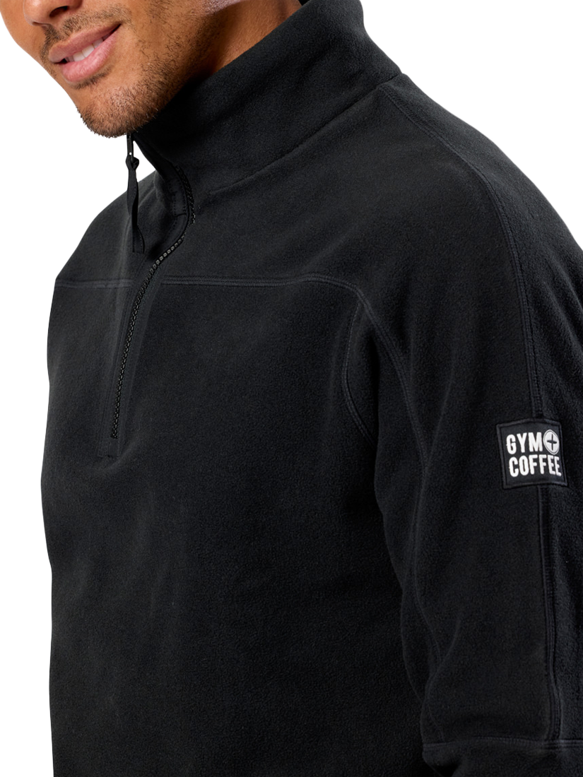 Product image 2 of 8, which shows Gym+Coffee Half Zip Polar Fleece, Deep Black, XXS